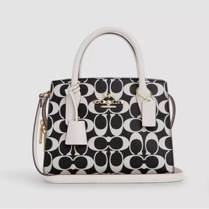 Coach Black and White Signature Satchel